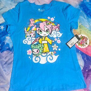 TOKIDOKI JUNIORS WOMENS KAWAII SAMURAI SHIRT NWT NEW BLUE 2016 RARE